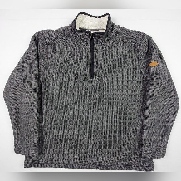 Orvis Brighton Pullover Sweater Mens XXL 2XL Gray Black Sherpa Lined Mock Neck - Picture 1 of 13